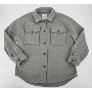 Stoosh Gray Wool-Blend Shacket Jacket Utility Minimalist Modern Neutral | Size M